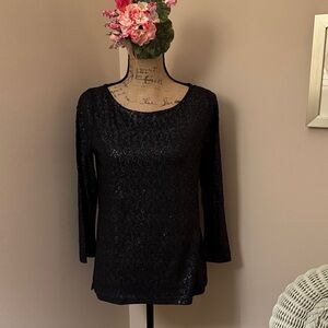 J. Crew Muted Black Sequin Long Sleeve Top